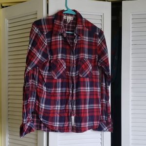 Red and blue LOGG button down shirt, size 8